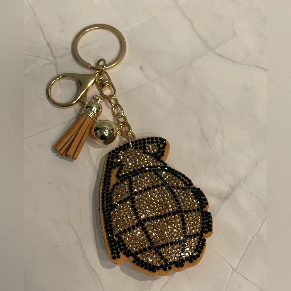 Puff Rhinestone Grenade Keychain Bag Charm